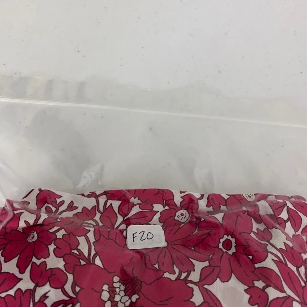 J. Crew Collection Midi Dress Drapey Floral Pink Puff‎ Sleeve V Neck Size 16
